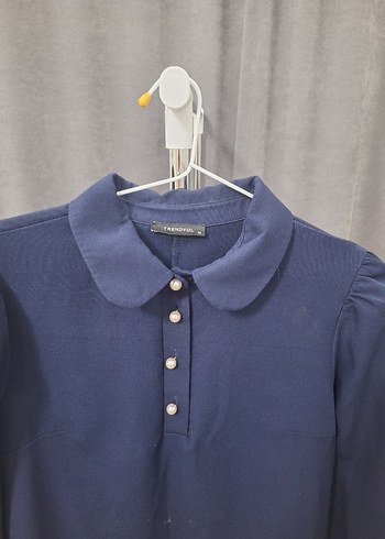 Düğmeli Lacivert Midi Örme Elbise - Görsel 4