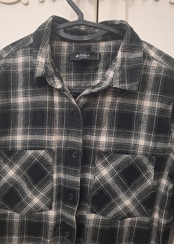 Düğmeli Gri Kareli Mini Kadın Gömlek elbise - Görsel 2