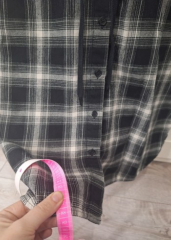 Düğmeli Gri Kareli Mini Kadın Gömlek elbise - Görsel 4