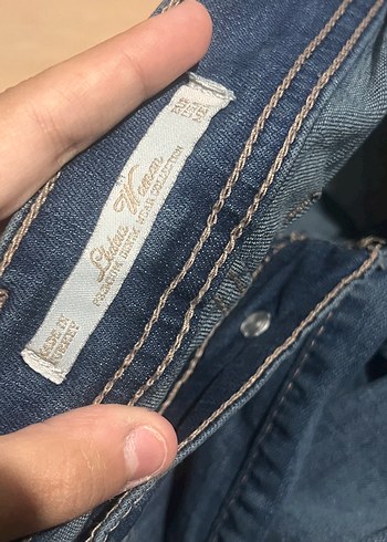 s Beden lacivert Renk Lacivert Midi Kadın Denim Pantolon düşük bel