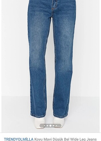 Koyu Mavi Düşük Bel Wide Leg Jeans