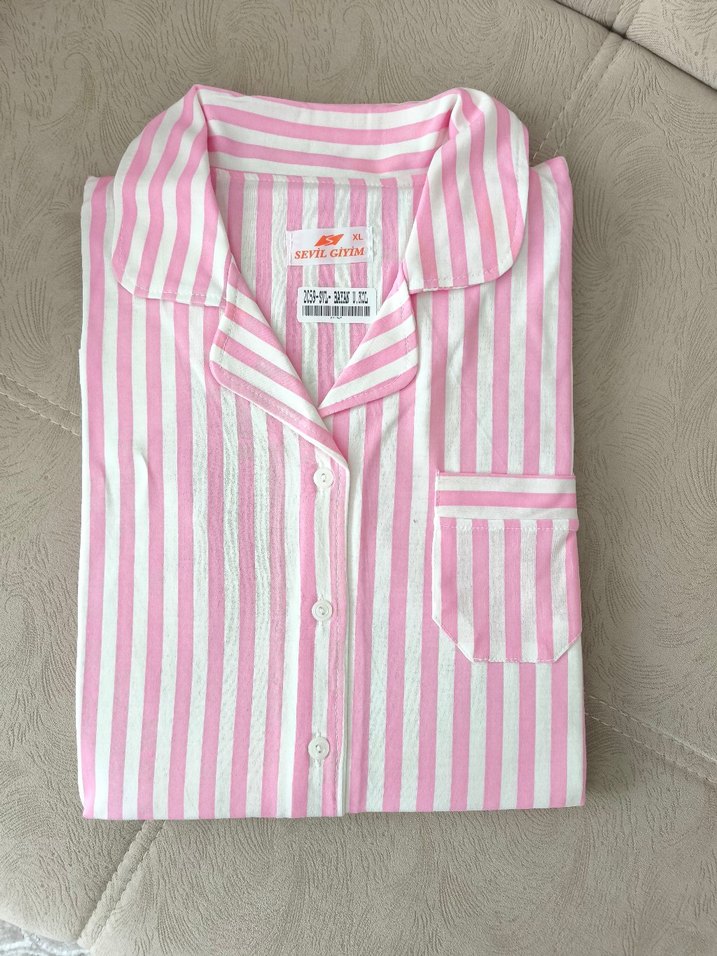 Pembe Çizgili Kadın Pijama Takımı - Görsel 2