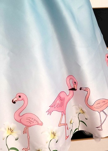 4 Yaş Beden pembe Renk Pembe Flamingo Desenli Kız Çocuk Elbise