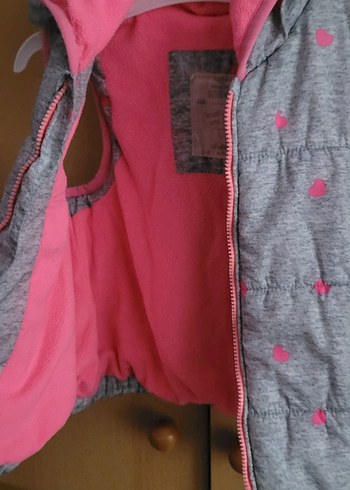 Kız Çocuk Gri Kapüşonlu Yelek - Görsel 2