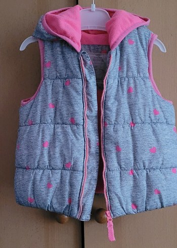 Kız Çocuk Gri Kapüşonlu Yelek - Görsel 7