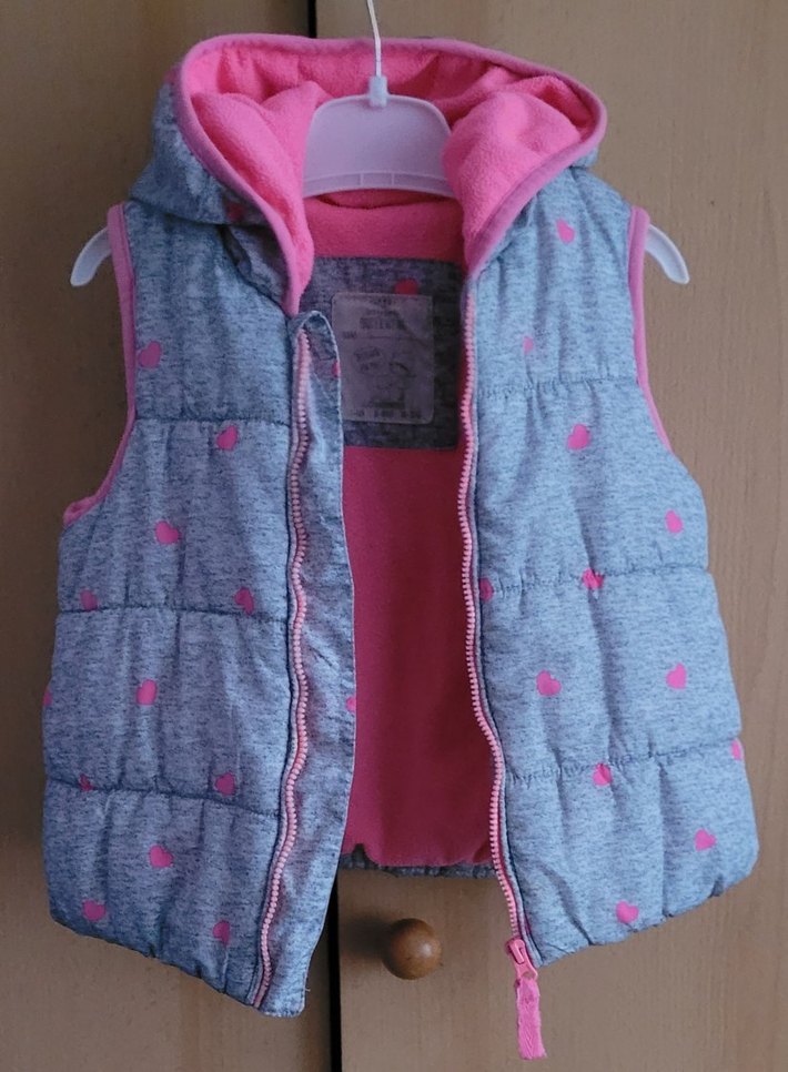 Kız Çocuk Gri Kapüşonlu Yelek - Görsel 3