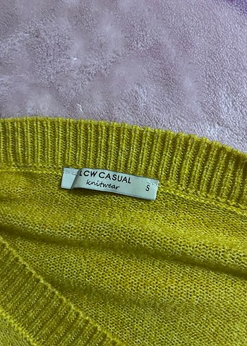 Sarı V Yaka Salaş Triko Kazak - Görsel 3