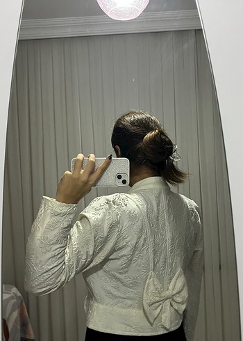 Düğmeli Beyaz Kadın Midi Blazer - Görsel 6