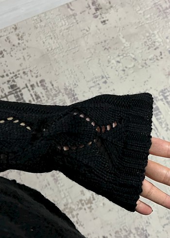 Kadın Siyah Transparan Triko Kazak - Görsel 2