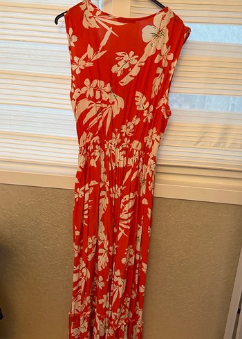 Kırmızı Bohem V Yaka Uzun Elbise - Görsel 2