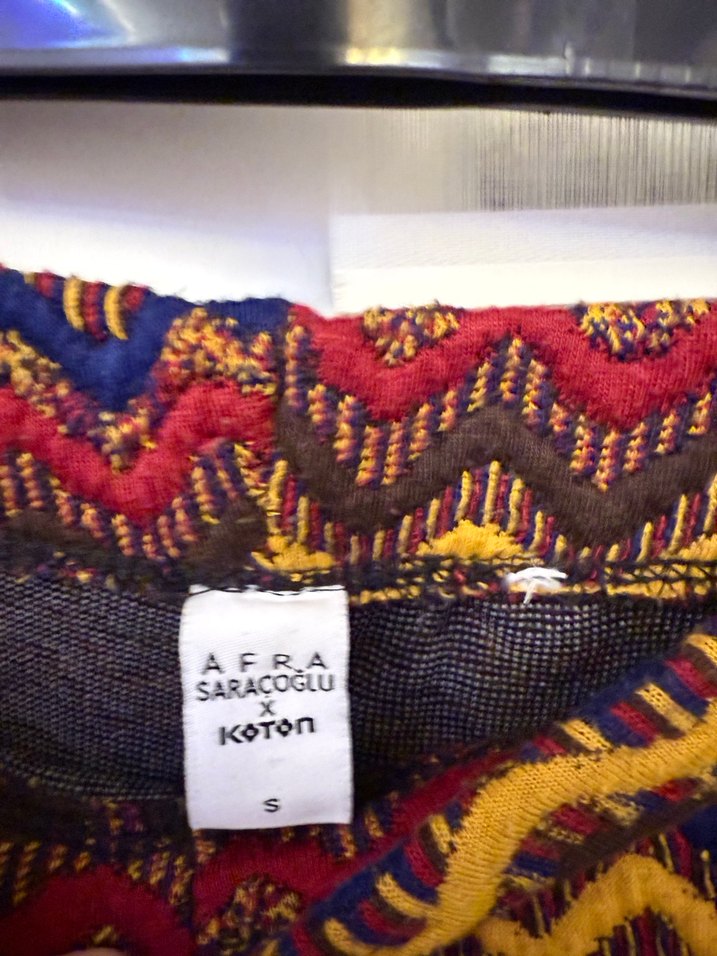 Bohem Çok Renkli Örgü İspanyol Paça Pantolon - Görsel 3