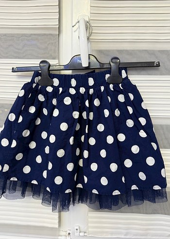 Kız Çocuk Lacivert Puantiyeli Pilili Etek - Görsel 2