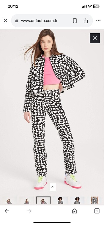 Defacto defacto Straight Fit Desenli Yüksek Bel pantolon