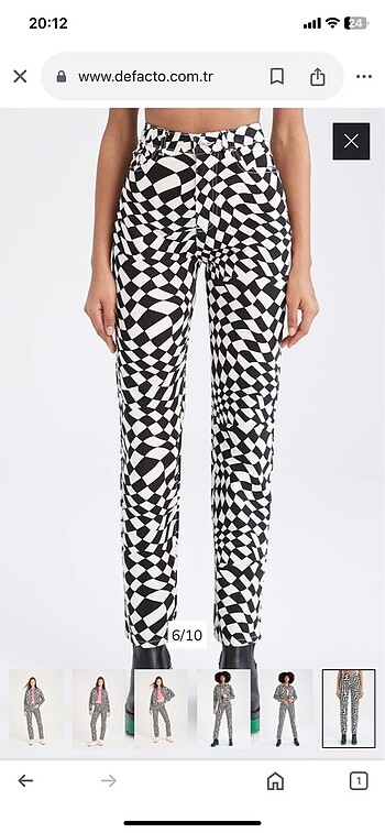 defacto Straight Fit Desenli Yüksek Bel pantolon