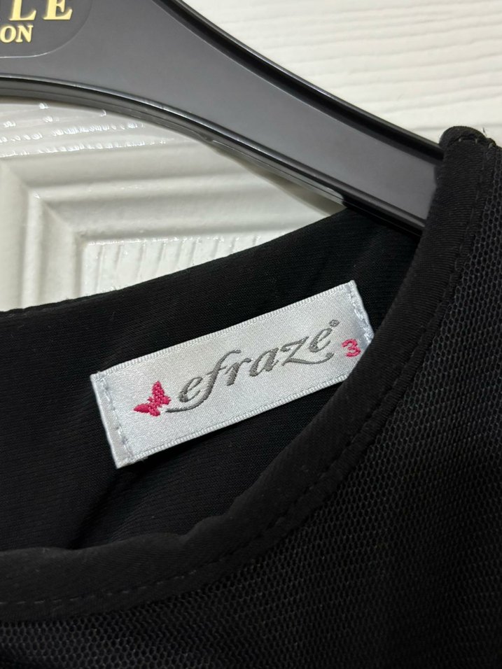 Uzun Kollu Siyah Puantiyeli Uzun Elbise - Görsel 3