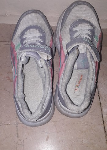 Gri Kız Çocuk Sneakers Velcro Bağcıklı - Görsel 3