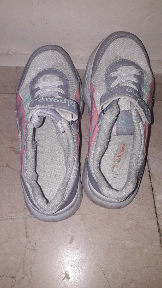 Gri Kız Çocuk Sneakers Velcro Bağcıklı - Görsel 3