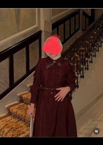 m Beden bordo Renk Bordo Uzun Kollu Kemerli Fahhar Elbise