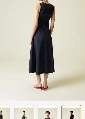 Lacivert Drapeli Uzun Kadın Elbise - Görsel 2