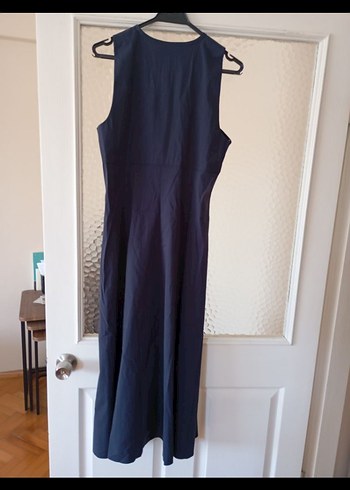 Lacivert Drapeli Uzun Kadın Elbise - Görsel 5