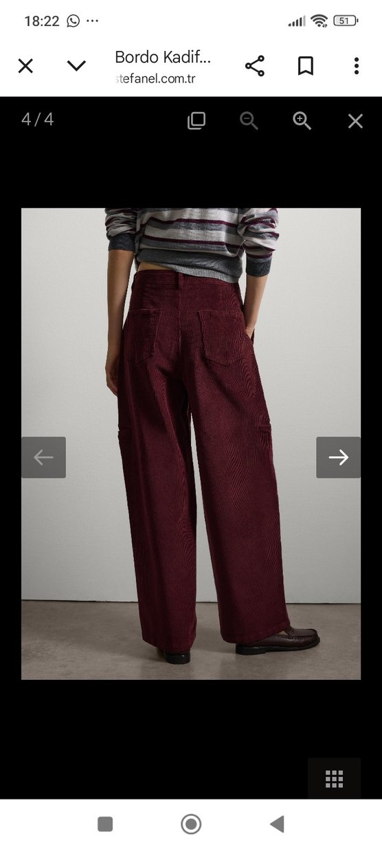 Bordo Bol Kesim Kadın Pantolon - Görsel 2