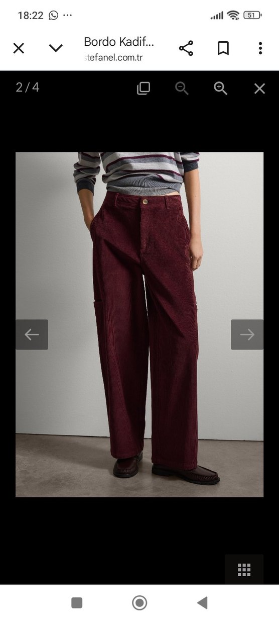 Bordo Bol Kesim Kadın Pantolon - Görsel 4