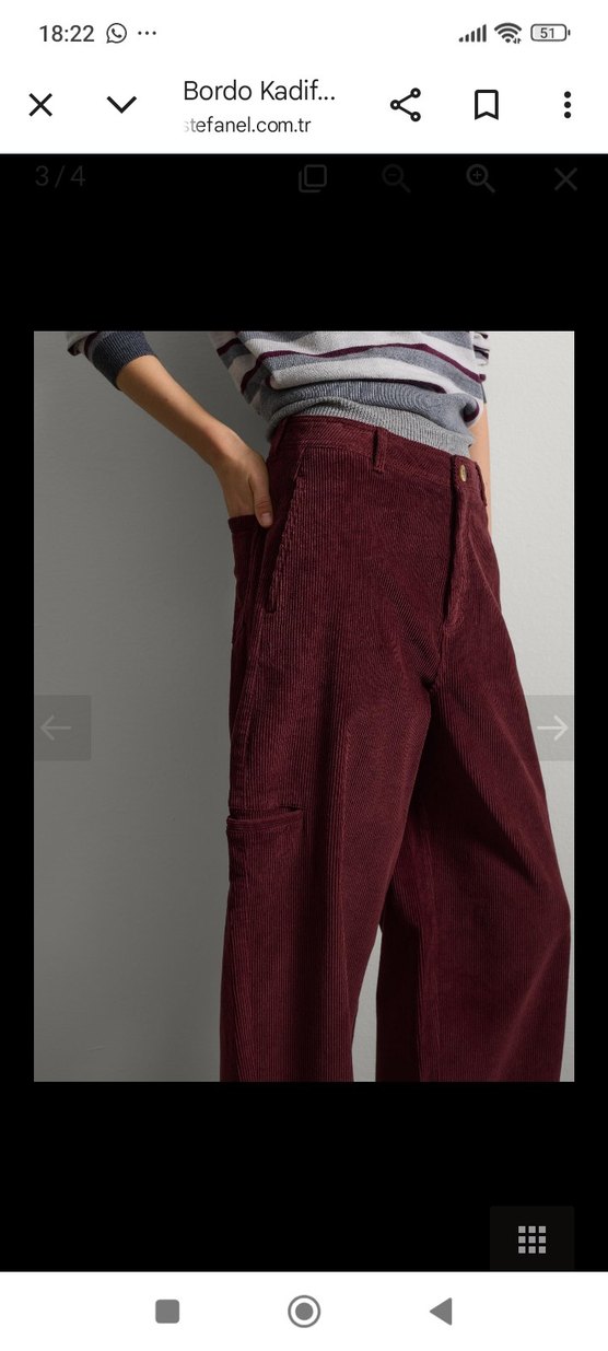 Bordo Bol Kesim Kadın Pantolon - Görsel 3