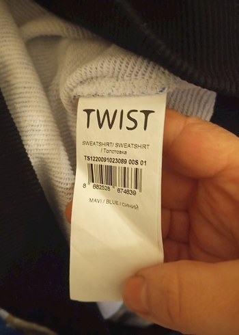 Kadın Mavi Batik Desenli Kapüşonlu Sweatshirt - Görsel 3