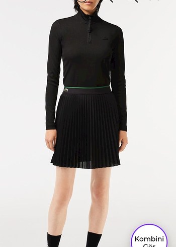 Lacoste Siyah Mini Pileli Etek