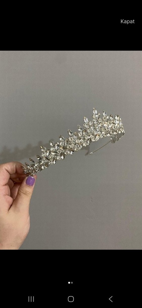 Diger Beyaz Pullu Gelin Tacı - Görsel 1