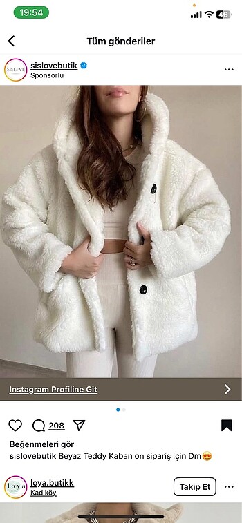 Peluş teddy mont beyaz
