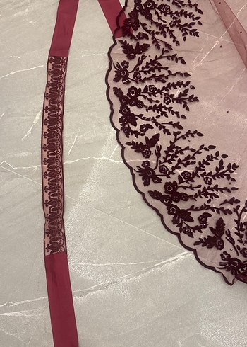 Diğer Bordo Dantel Bohem Gelin Aksesuarı