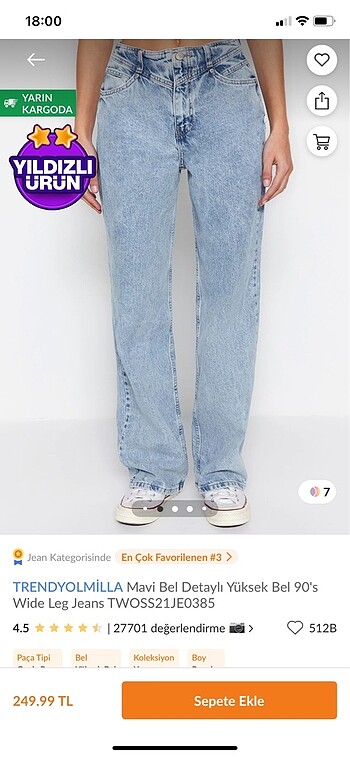 Trendyol & Milla Palazzo yüksek bel kot pantolon mom jean