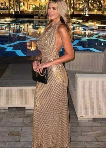 xs Beden zara viral gold elbise