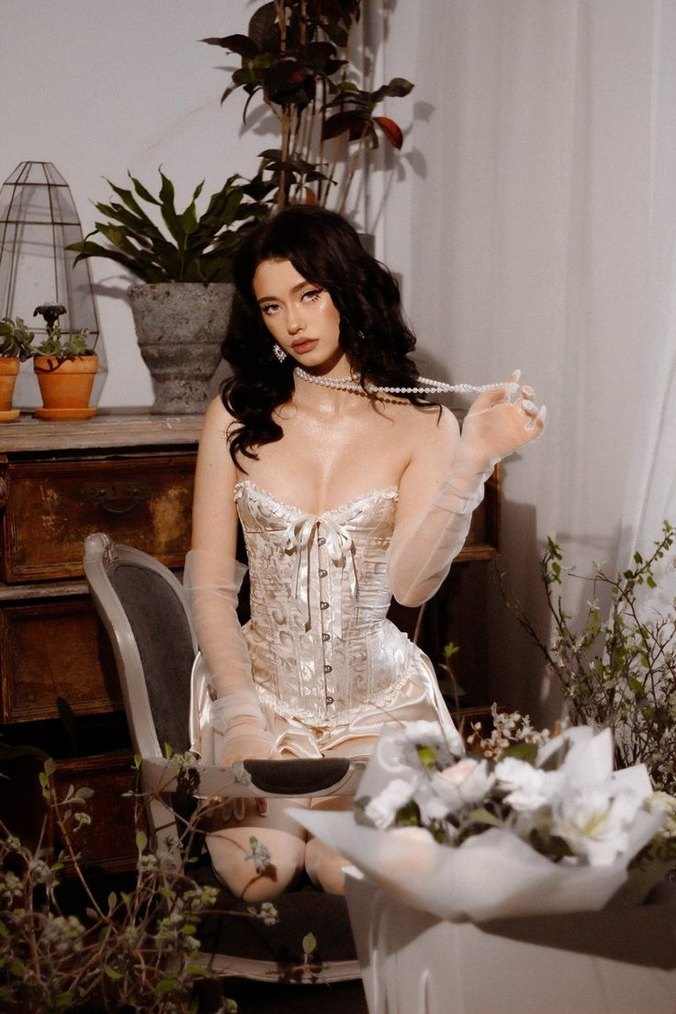 krem pinterest stil korse bustiyer - Görsel 4