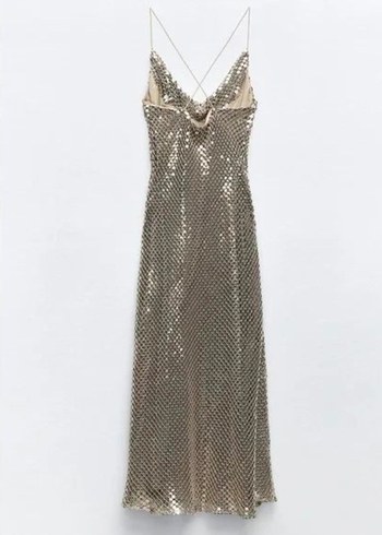 zara gold elbise - Görsel 4
