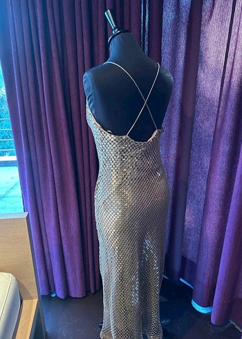 zara gold elbise - Görsel 7