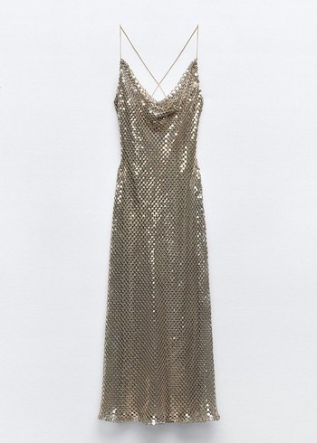 zara gold elbise - Görsel 3