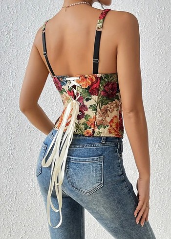 cicek desenli korse bustiyer - Görsel 3