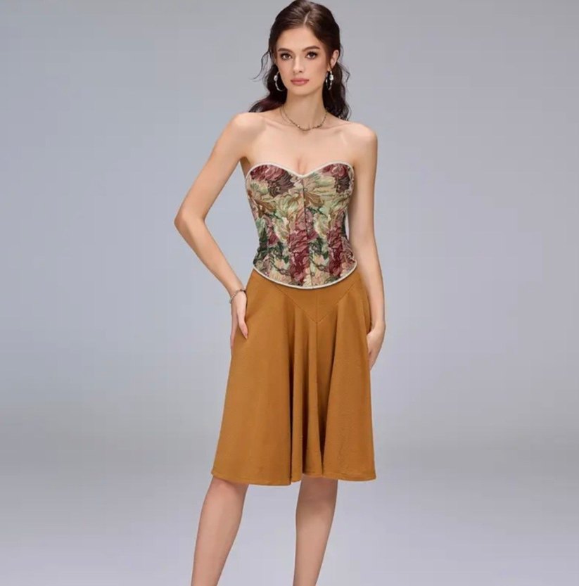 cicek desenli korse bustiyer - Görsel 5