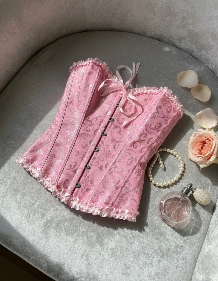 pembe korse bustiyer - Görsel 5