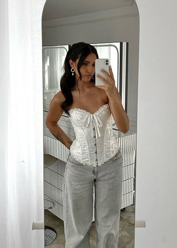 beyaz korse bustiyer - Görsel 3