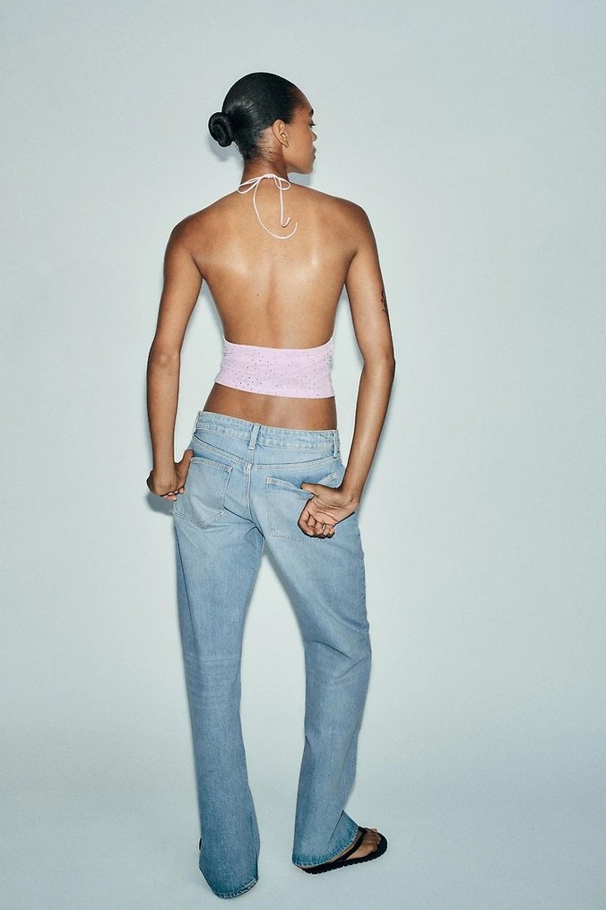 zara taşlı bluz - Görsel 4