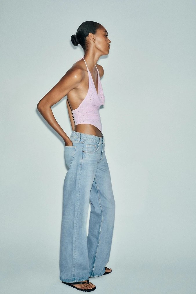 zara taşlı bluz - Görsel 4