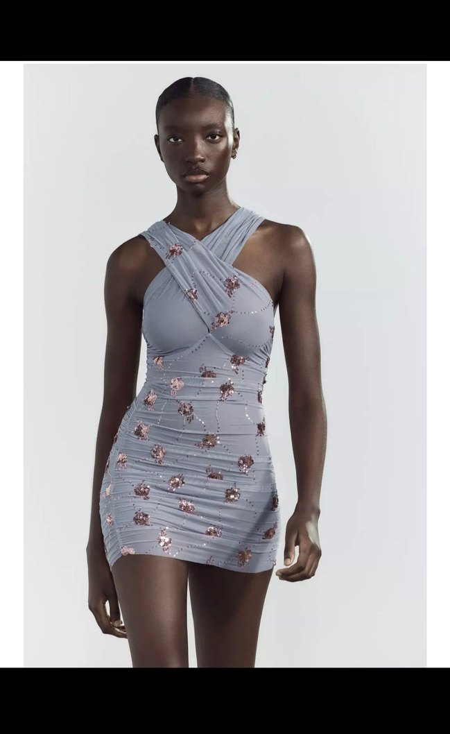 zara tul payetli elbise - Görsel 2