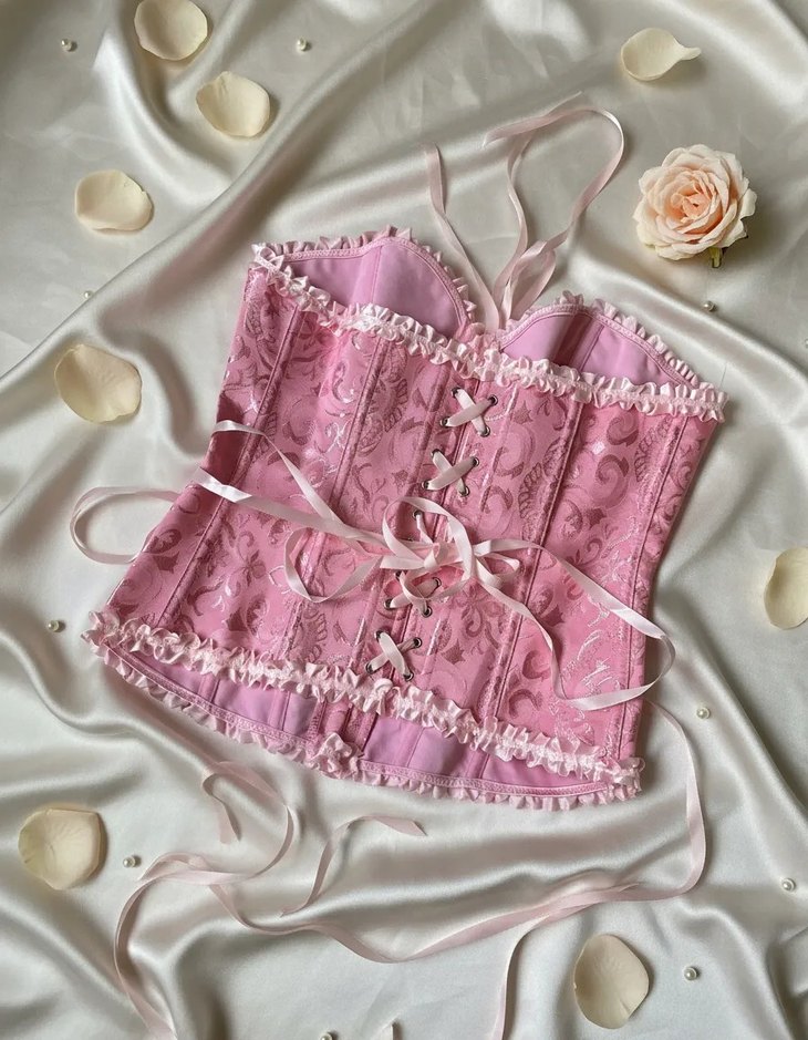 pembe pinterest stil korse bustiyer - Görsel 4