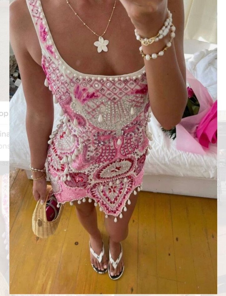 asos luxe taşlı mini elbise - Görsel 5