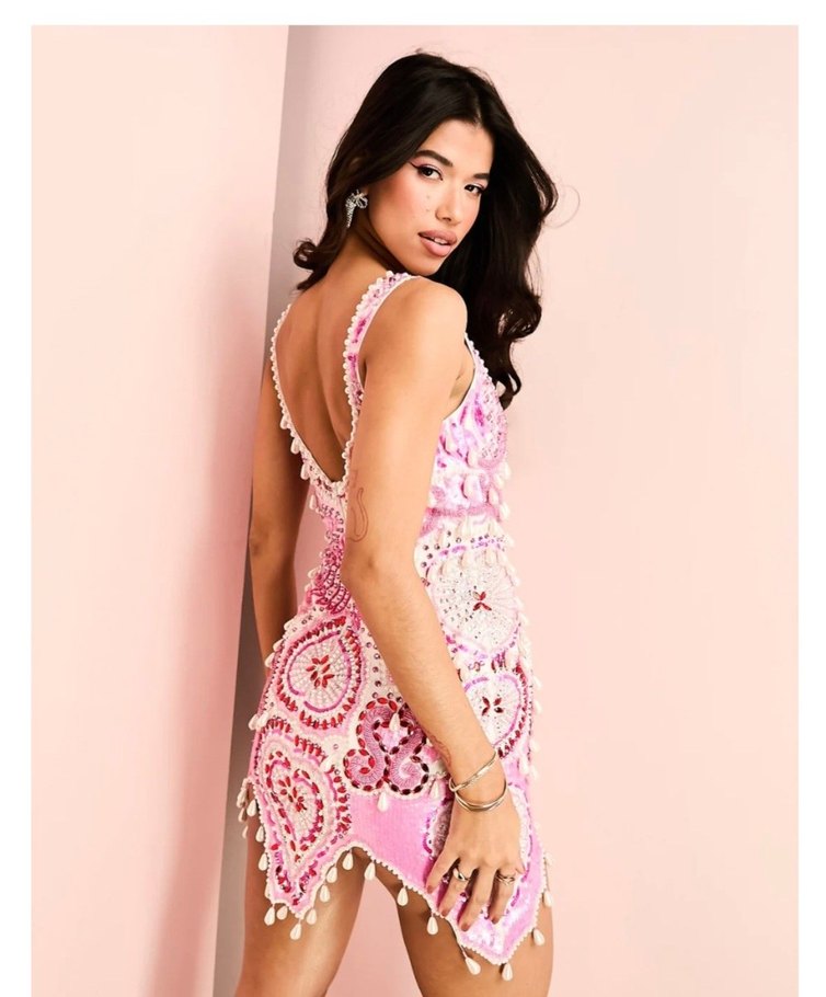 asos luxe taşlı mini elbise - Görsel 2