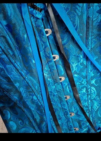 s Beden mavi Renk Mavi Straplez Nakışlı Gotik Büstiyer