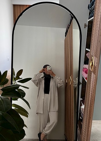 Bej Kadın Keten Takım Uzun Kollu - Görsel 4